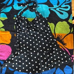 plus size Tummy control dress one piece bathing suit. halter top